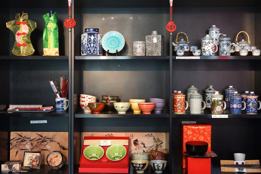 gifts on shelves in the shop